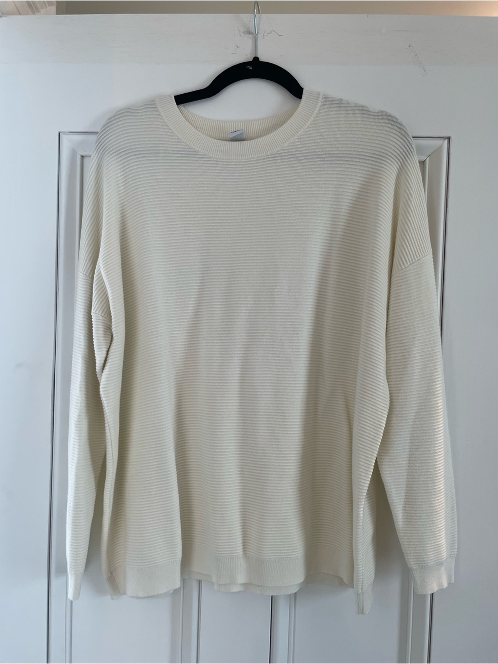 Women’s twin Cream Ribbed Crewneck Sweater